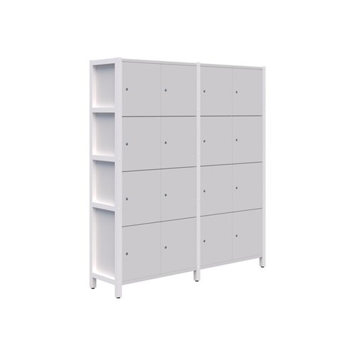 Accent Grid40 Module Locker 4x4 Keyed Locks 1890x1720x400mm Snow Velvet/White
