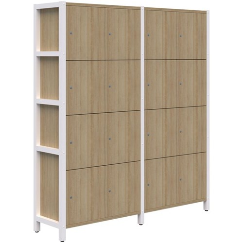 Accent Grid40 Module Locker 4x4 Keyed Locks 1890x1720x400mm Classic Oak/White