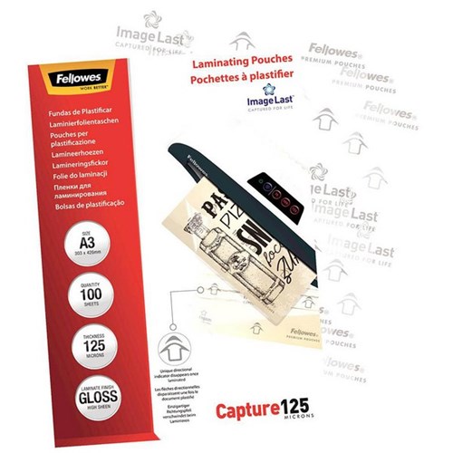 Fellows A3 Laminating Pouches Gloss 125 Micron, Pack of 100