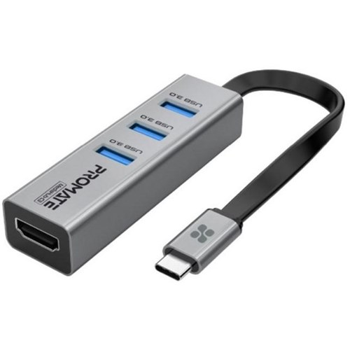 Promate 4-in-1 Multi-Port USB Hub with USB-C Connector