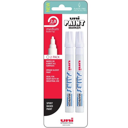 Uni Bullet Tip Paint Marker White, Pack of 2