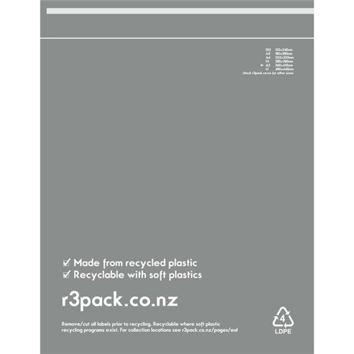 R3 Recycled Courier Bags A3 360x415mm, Pack of 100