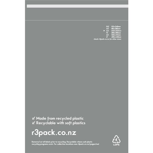 R3 Recycled Courier Bags A4 255x325mm, Pack of 100