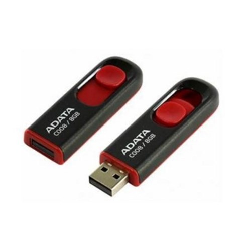 Adata C008 Retractable Flash Drive 64GB USB 2.0 Black/Red