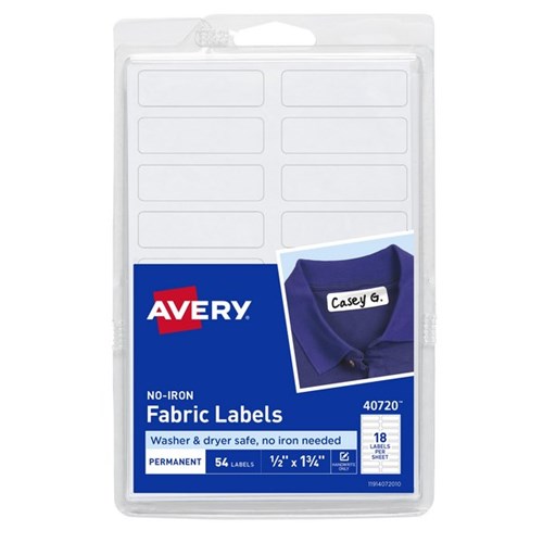 Avery No Iron Fabric Labels 40720 45x13mm 18 Per Sheet