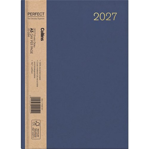 Collins A51 Diary A5 1 Day Per Page 2027 Enviro Assorted Colours