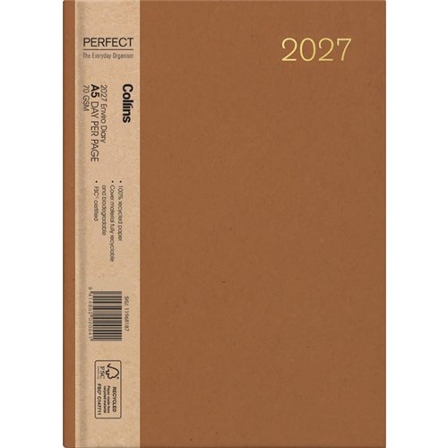 Collins A51 Diary A5 1 Day Per Page 2027 Enviro Assorted Colours