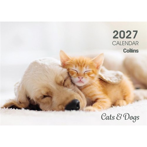 Collins Rosebank Wall Calendar A4 2027 Cats & Dogs