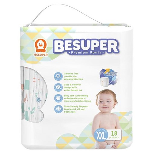 BeSuper Premium Nappy Pants XXL, Carton of 12 Packs of 18
