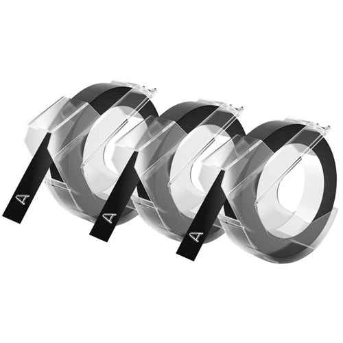 Dymo Embossing Tape 9mm x 3m Black, Pack of 3