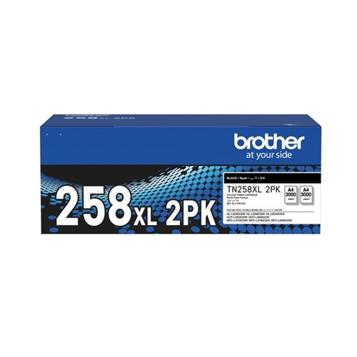 Brother TN258XLBK2PK Black Laser Toner Cartridge High Yield, Pack of 2