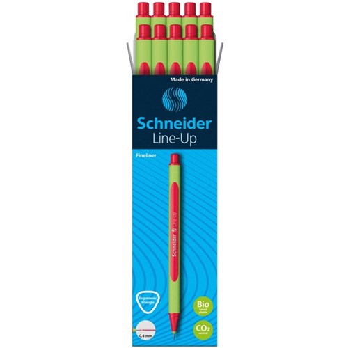 Schneider Line-Up Romantic Red Fineliner Pens 0.4mm Fine Tip, Box of 10