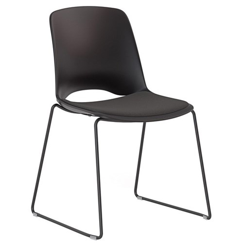 Klever Glide Visitor Chair Sled Base Upholstered Seat Black