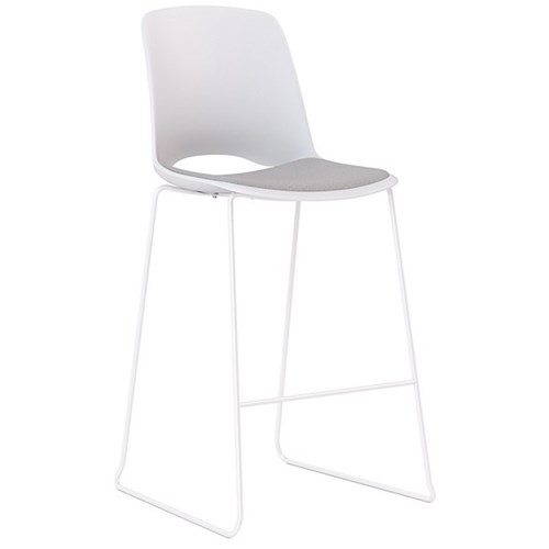 Klever Rise Stool With Upholstered Seat Pad Light Grey/White