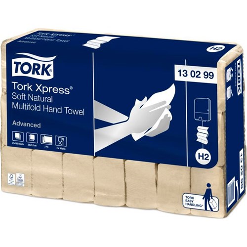 Tork H2 Xpress® Advanced Natural Multifold Hand Towel 2 Ply 130299, Carton of 21