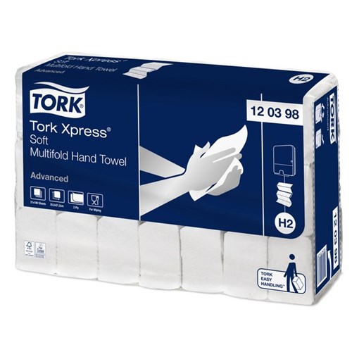Tork H2 Xpress Advanced Soft Multifold Hand Towel 2 Ply 120398, Carton of 21