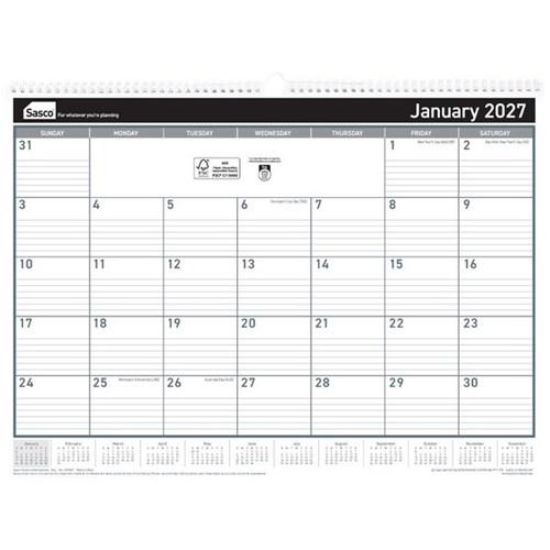 Sasco Wall Calendar Large 380x300mm 2027