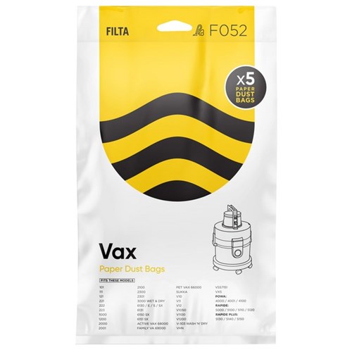 Filta Vax Paper Vacuum Cleaner Bags, Pack of 5