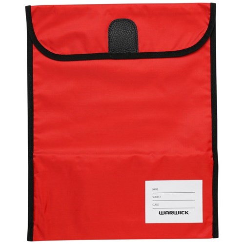 Warwick Homework Book Bag Hook & Loop Medium 290x360mm Red