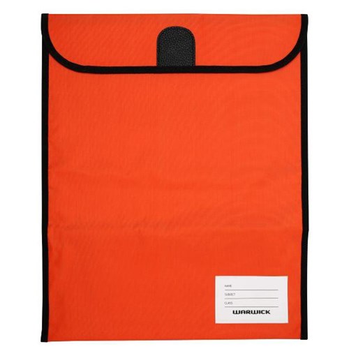 Warwick Homework Book Bag Hook & Loop Fastener Large 330x360mm Orange