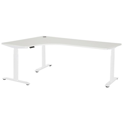 Amplify Electric Height Adjustable Workstation Left Return 1800x1200x600mm White/White