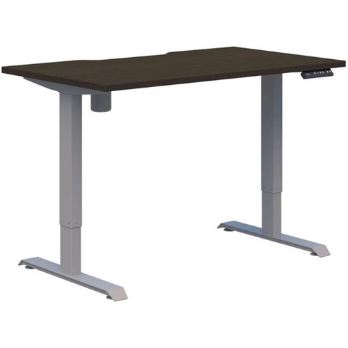 Fiord One Electric Height Adjustable Desk 1200x700mm Charred Oak Timberland/Silver