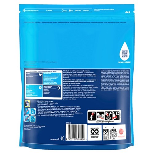 Finish Power Dishwashing Tablets Lemon Sparkle, Pack of 60