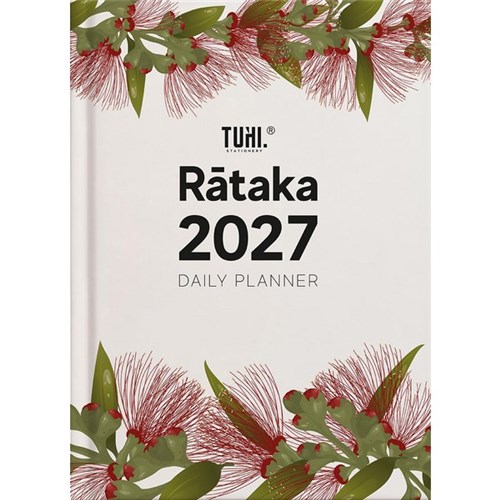 Tuhi B51 Bilingual Diary Day Per Page Rātaka 2027 Pohutukawa Flower