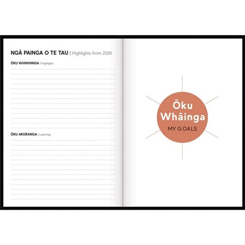 Tuhi B51 Bilingual Diary Day Per Page Rātaka 2027 Pohutukawa Flower