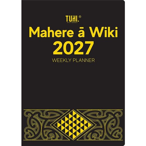 Tuhi B53 Premium Bilingual Diary Week To View Māhere A Wiki 2027 Black/Gold