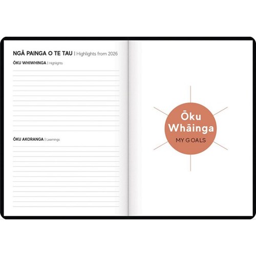 Tuhi B53 Premium Bilingual Diary Week To View Māhere A Wiki 2027 Black/Gold
