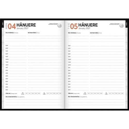 Tuhi A51 Bilingual Diary A5 Day Per Page Rātaka 2027 Koru