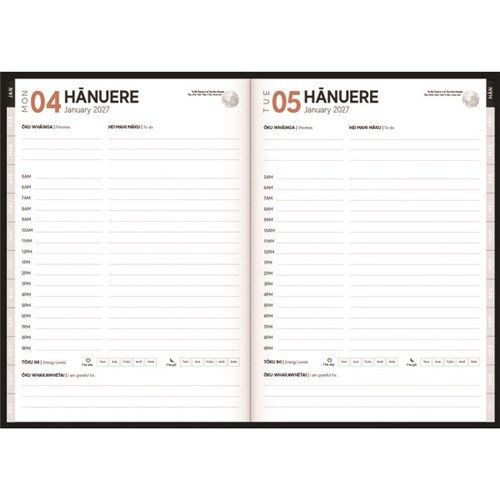 Tuhi B51 Bilingual Diary Day Per Page Rātaka 2027 Koru