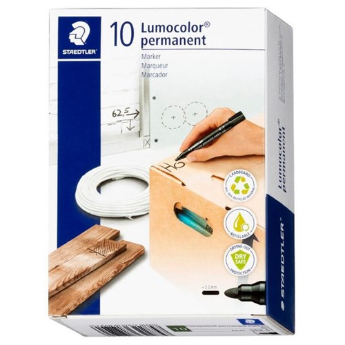 Staedtler Lumocolor 352 Green Permanent Marker Bullet Tip, Pack of 10