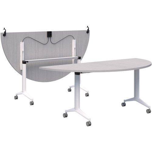 Boost Semi-Circle Flip Table 1800x900mm Silver Strata/White