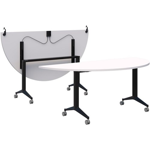 Boost Semi-Circle Flip Table 1800x900mm Snow Velvet/Black