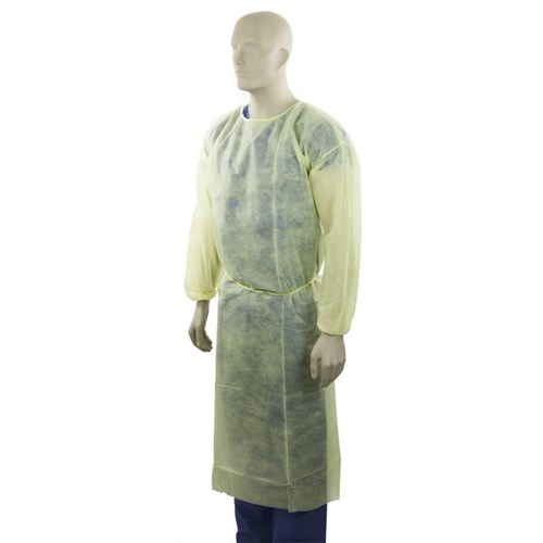 Bastion Non-Woven Polypropylene Clinical Gown Yellow, Carton of 100