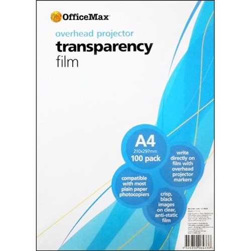 OfficeMax Overhead Projector Transparency Film A4, Pack of 100