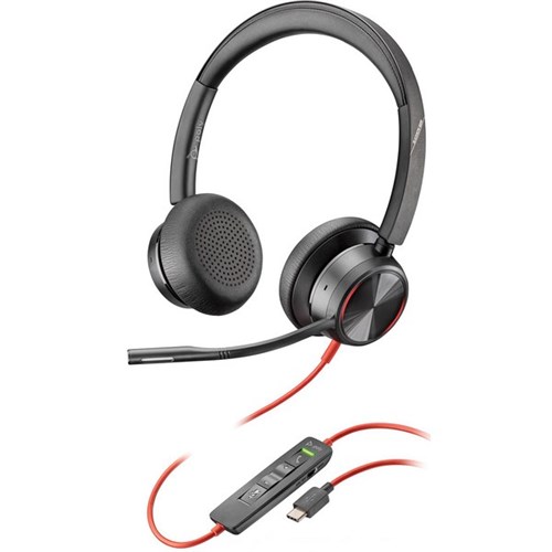 Poly Blackwire 8225 Stereo USB-C Wired Headset with USB-C/USB-A Adaptor
