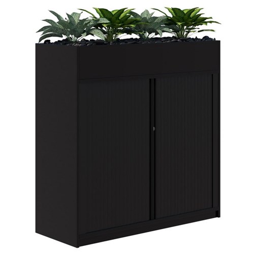 Fiord Planter Tambour Locking 1200x1200mm Black