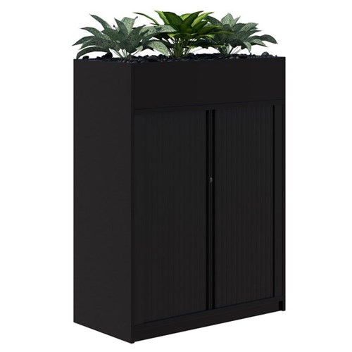 Fiord Planter Tambour Locking 1200x900mm Black