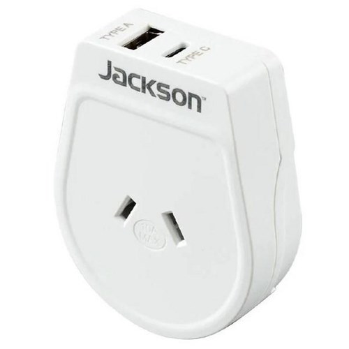 Jackson Slim Outbound Travel Adapter NZ/AU to USA/Canada Plug with USB Charging Ports
