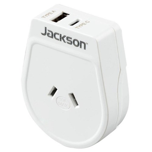 Jackson Slim Outbound Travel Adapter NZ/AU to USA/Japan Plug with USB Charging Ports