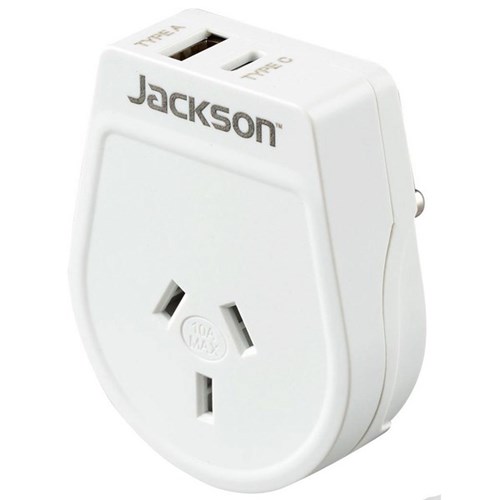 Jackson Slim Outbound Travel Adapter NZ/AU to Sri Lanka Plug with USB Charging Ports
