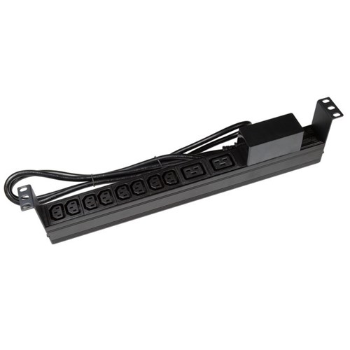 Dynamix 1RU 10 Outlet Horizontal Power Rail (8x 10A IEC C13 & 2x 16A IEC C19) 10 Amp