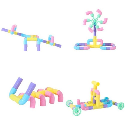 Pipe Building Set Assorted Colours, Set of 68