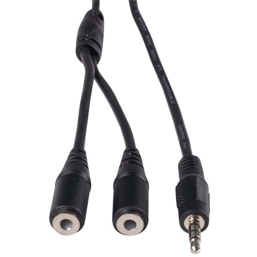 Dynamix Stereo Y Cable 3.5mm Male to Female Plug 2m Black