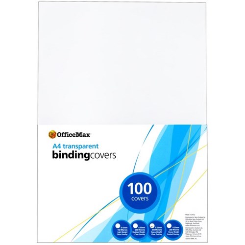 OfficeMax Transparent Binding Covers 250 Micron A4 Clear, Pack of 100