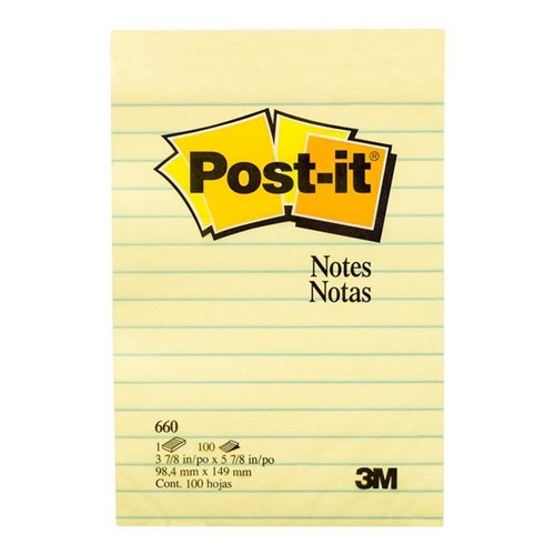 Post-it® Notes 660 Lined 98.4x149mm Yellow