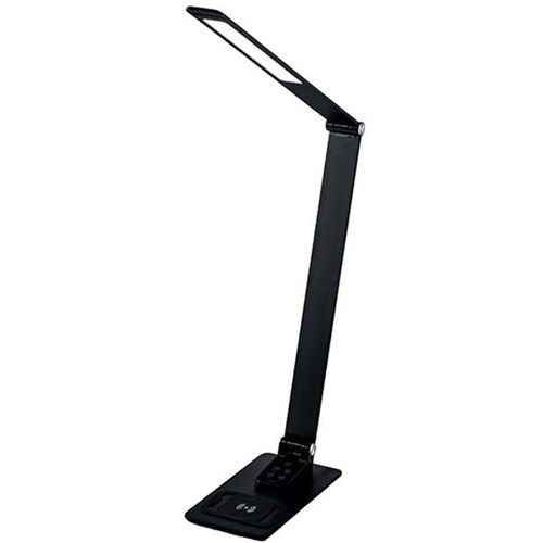 Nero Aluminium LED Desk Lamp With Wireless Charging Pad Black